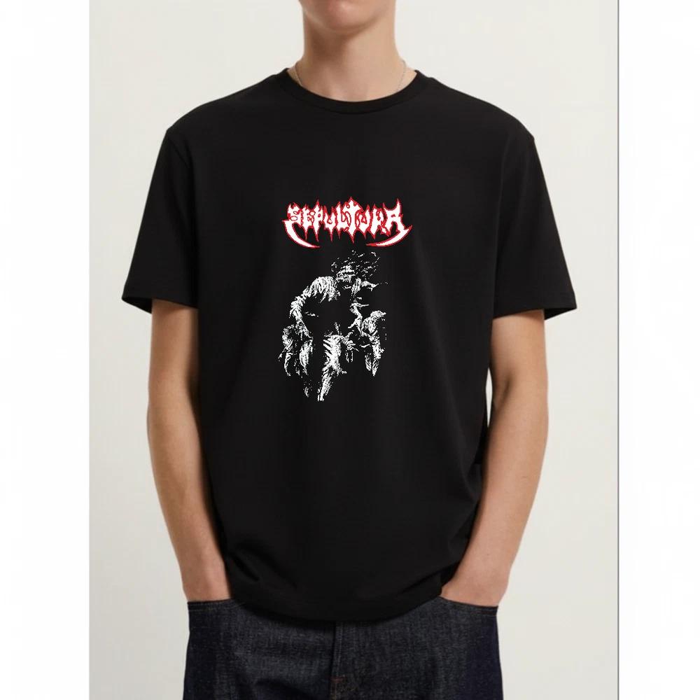 Vintage Sepultura Band Short Sleeve Cotton Shirt  Black All Sizes S