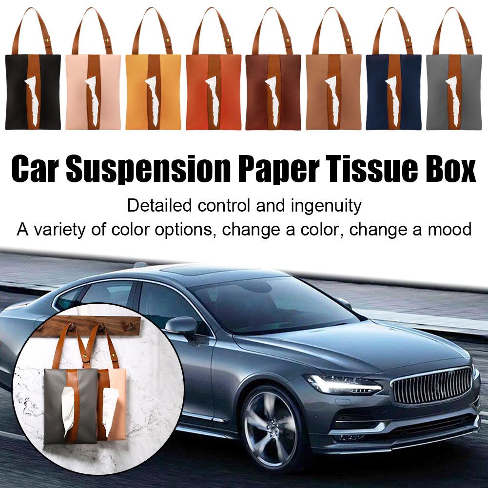 

Car Tissue Box Hanging Leather Drawer Carton Seat Creative Style Nordic Auto Tissue Storage Box C7O0