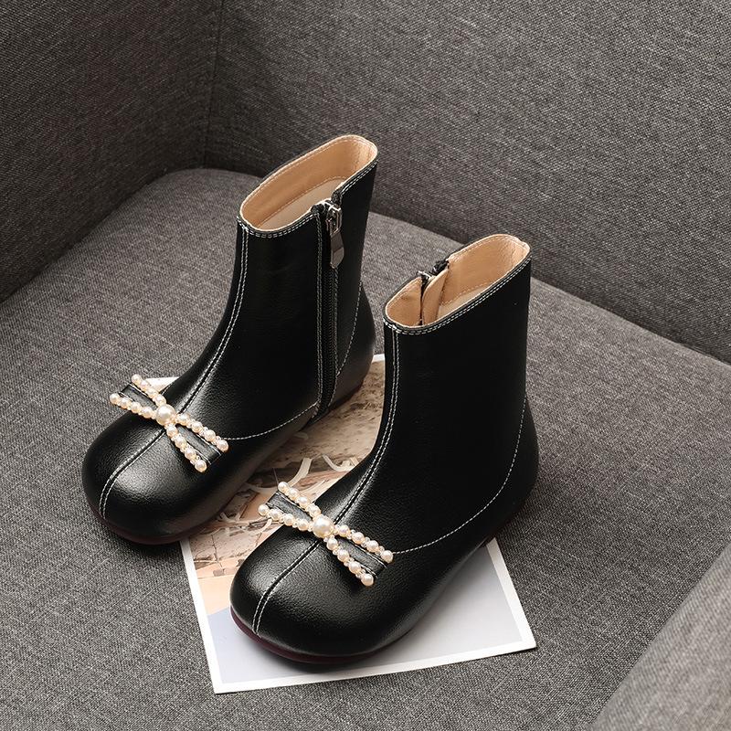 Genuine Leather Girls' Martin Boots - Autumn/Winter 2025 British Style Princess Short Boots.
