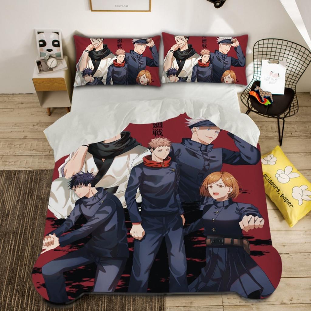Jujutsu Kaisen Bedding Set Japan Famous Anime Duvet Cover Sets Boys 3D Printed Quilt Cover Sukuna Bedroom Decoration