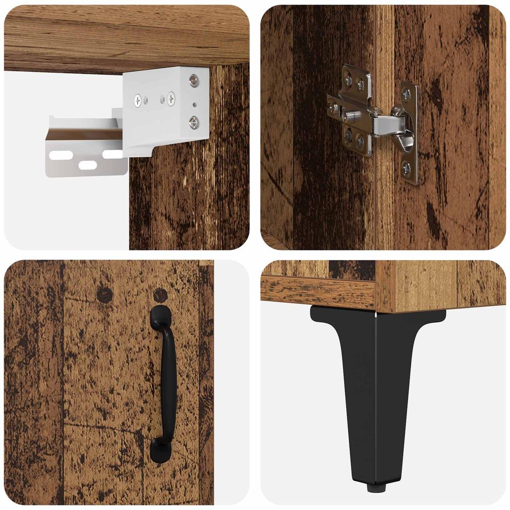 Highboard 2 pcs Reclaimed Wood Wood Based Material