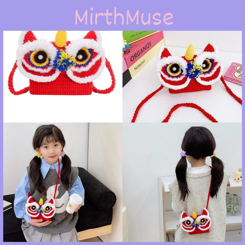 Childrens Festive Lion Plush Bag Cute  Crossbody Bag For Winter Coin Purse