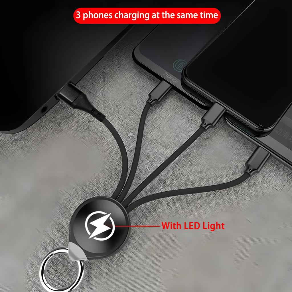 3 In 2 USB Fast Charging Cable Multi Charger Cord Nylon Braided Type C Micro IOS Charging Cable for iPhone Samsung