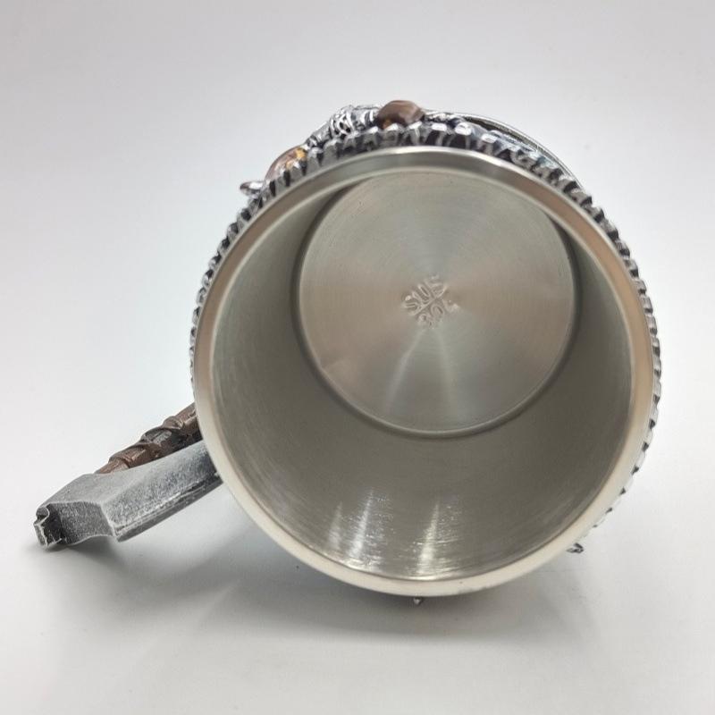 450ml Viking Style Stainless Steel Beer Mug Large Capacity Coffee Cup Gothic Resin Drinking Mug for Bar Home Use
