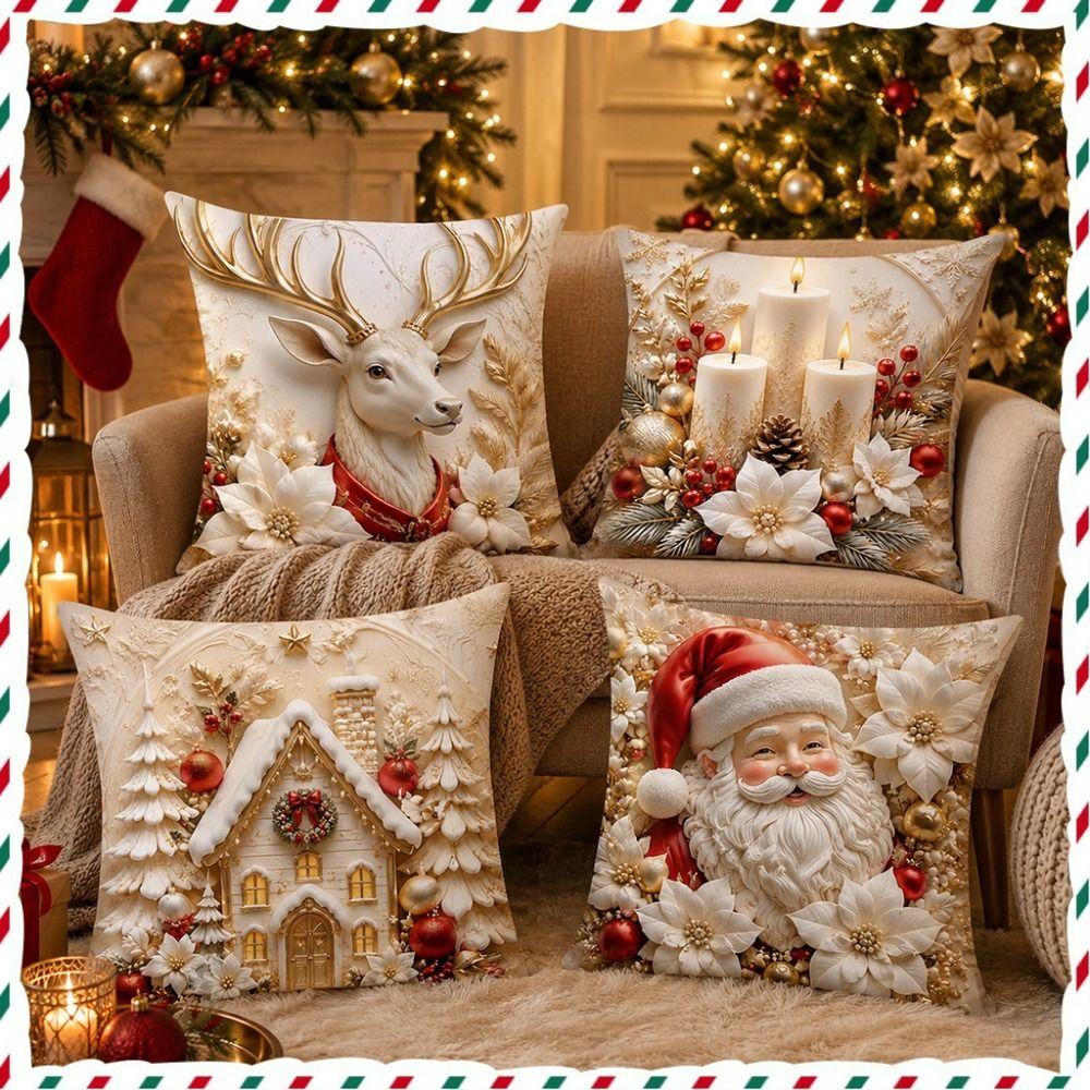 45x45cm Throw Pillow Covers Detachable Soft Christmas Themed Pillow Case  Home Indoor