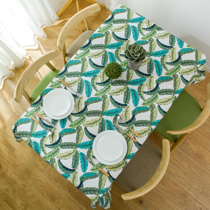 Cotton Thickened Reactive Printing Canvas Feather Leaf Coffee Table Tablecloth Table Cloth