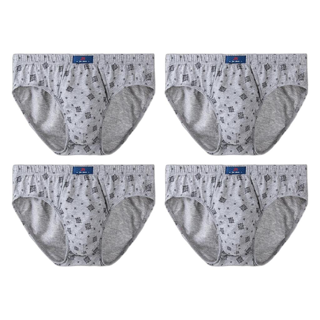 4PCS Men's Cotton Underwear Mid-Waist Breathable Briefs Man Panties Comfortable Underpants L XL XXL 3XL 4XL