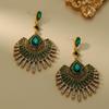 Retro Diamond-encrusted Water Drop Fan Earrings Fashion French Light Luxury Niche Temperament High-end Earrings Women
