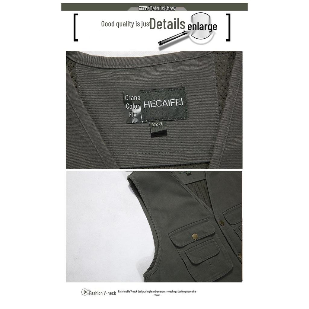 Men's Multi-Pocket Fishing Vest for Spring & Autumn - Ideal for Middle-Aged & Elderly