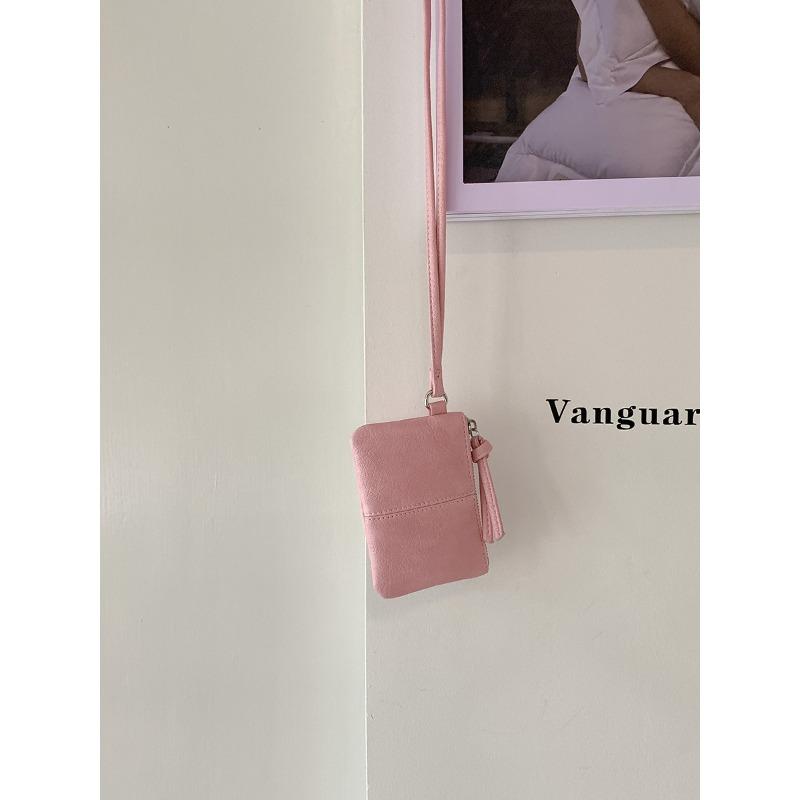 

Сумка-кошелек для помады на шею, матовая универсальная мини-сумка, нишевая новая маленькая квадратная сумка на плечо для женщин розовый