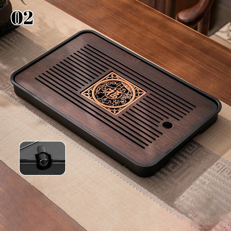 2025 Neo-Chinese Bamboo Tea Tray Kung Fu Tea Set Tray Hollow Out Grid Disk Quick Drainage Storage Tea Tray Dry And Wet Dual Use