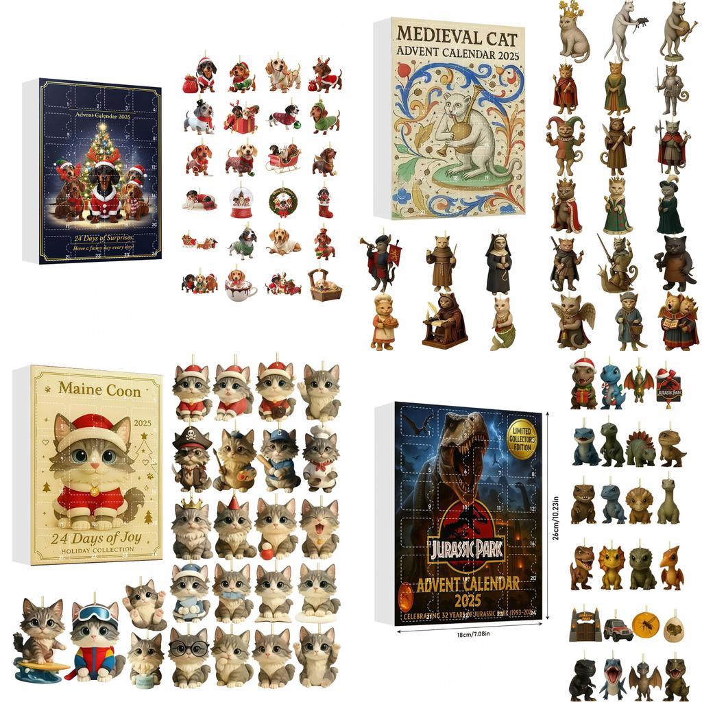 Christmas Grinch Dog Cat Acrylic Advent Calendar With 24 Animal Decorations For Holiday Gift Giving