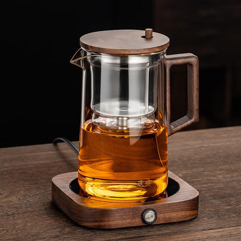 Shangqi Glass Teapot with Infuser & Walnut Coaster