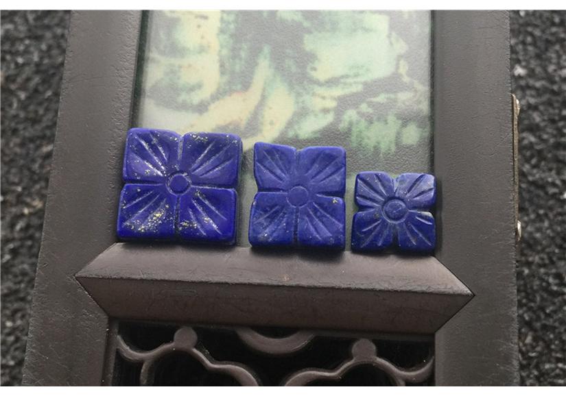 Natural Lapis Lazuli Beads Carved Flower DIY Jewelry Bracelet Necklace Accessories