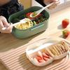 2 Layers Portable Student Lunch Box with Fork Spoon Can Be Heated In The Microwave Leakproof Thicker PP Plastic Split Lunch Box