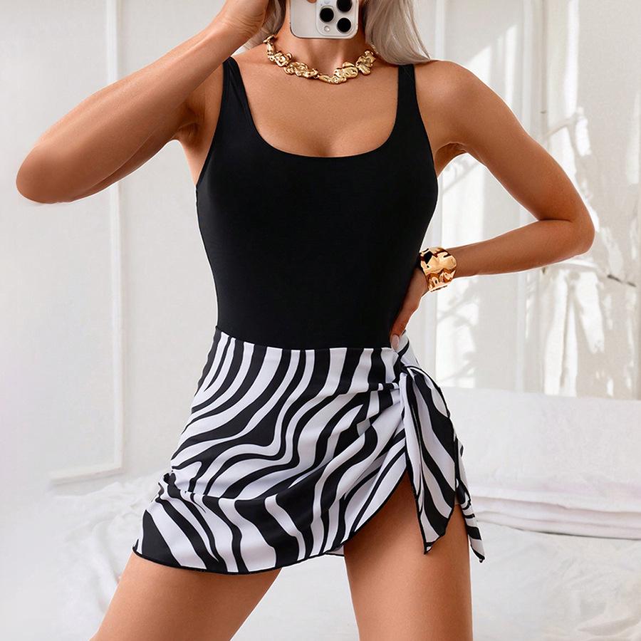 

Женский утягивающий слитный купальник с юбкой - Сексуальный принт, европейский и американский стиль XXL зебра печати