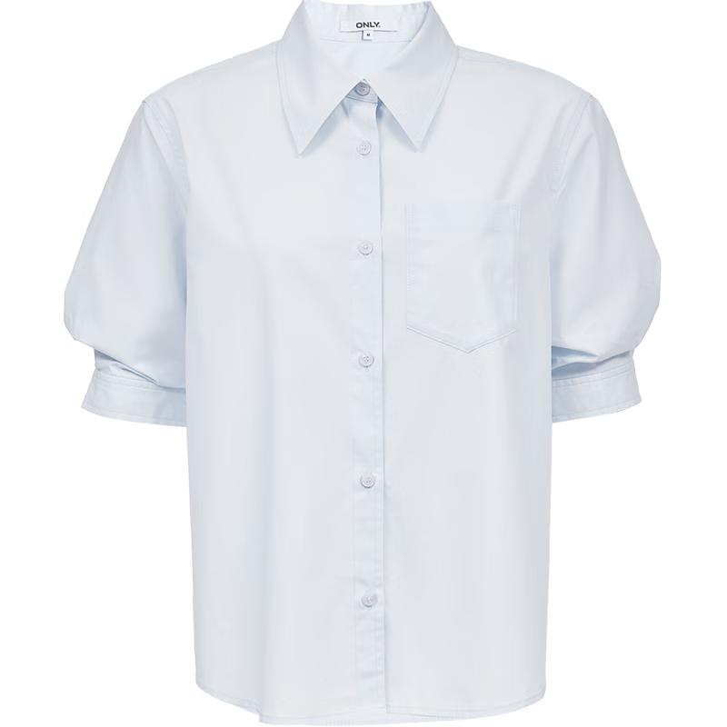 

ONLY Women s Pure Color Lapel Short Sleeve Shirt M
