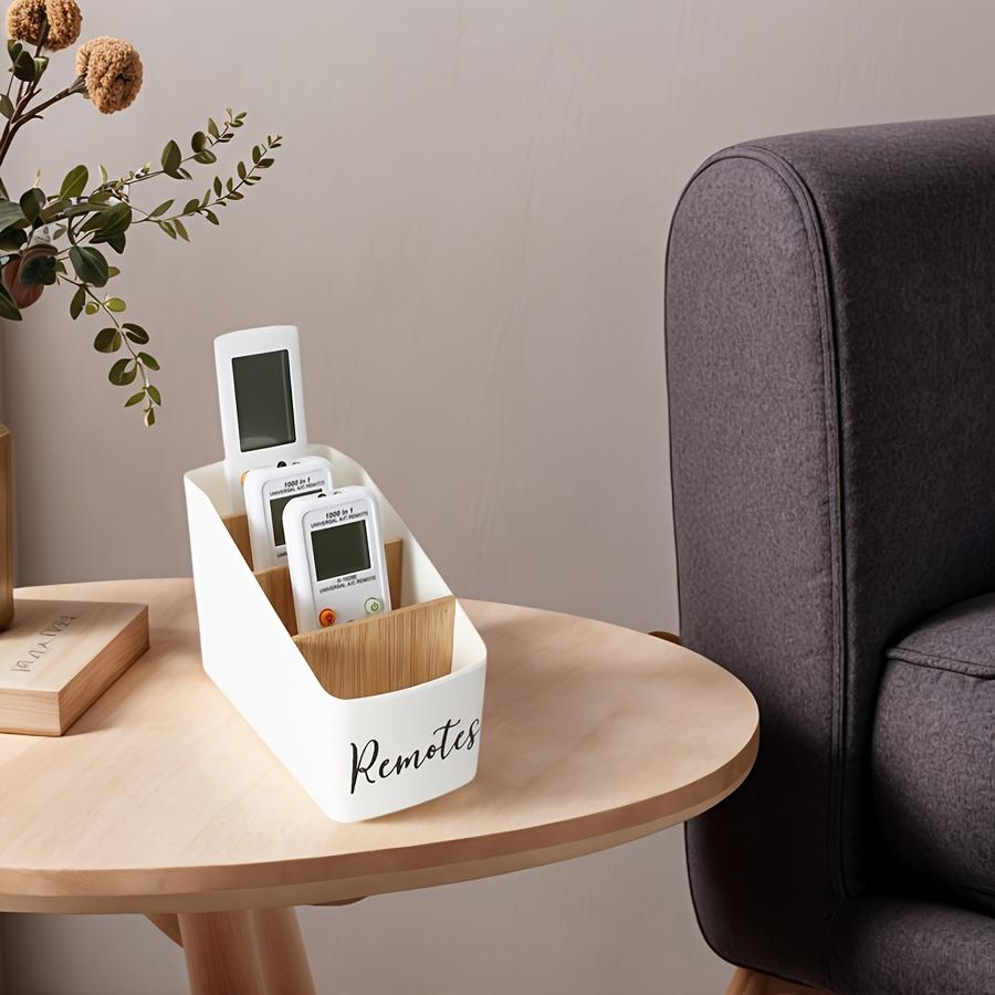 TV Remote Control Holder with 4 Compartments Remote Caddy/Box/Tray Bedside Table Storage Organizer for Cosmetics Office Supplies