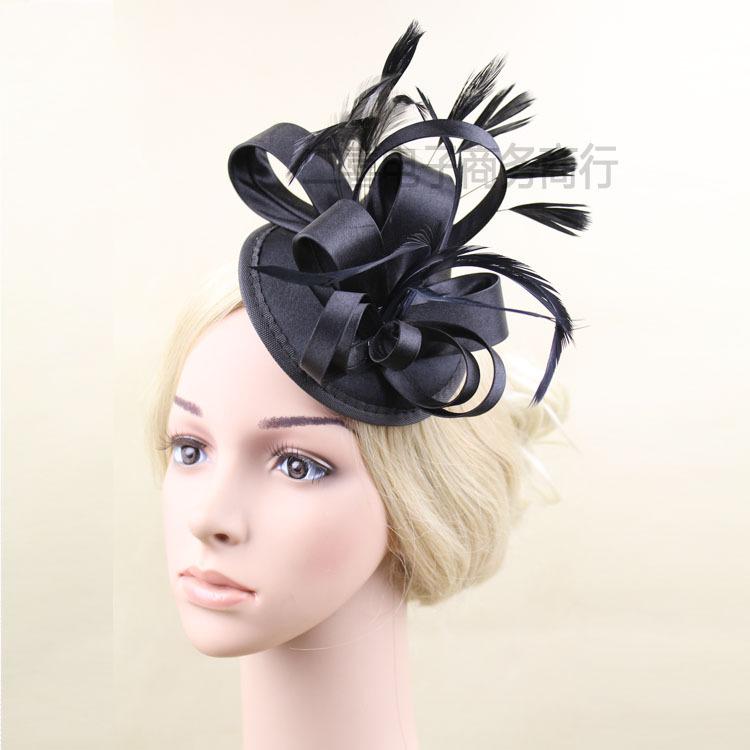 European and American boutique bridal headgear feathers hair accessories mesh head flower stage party hairpin top hat