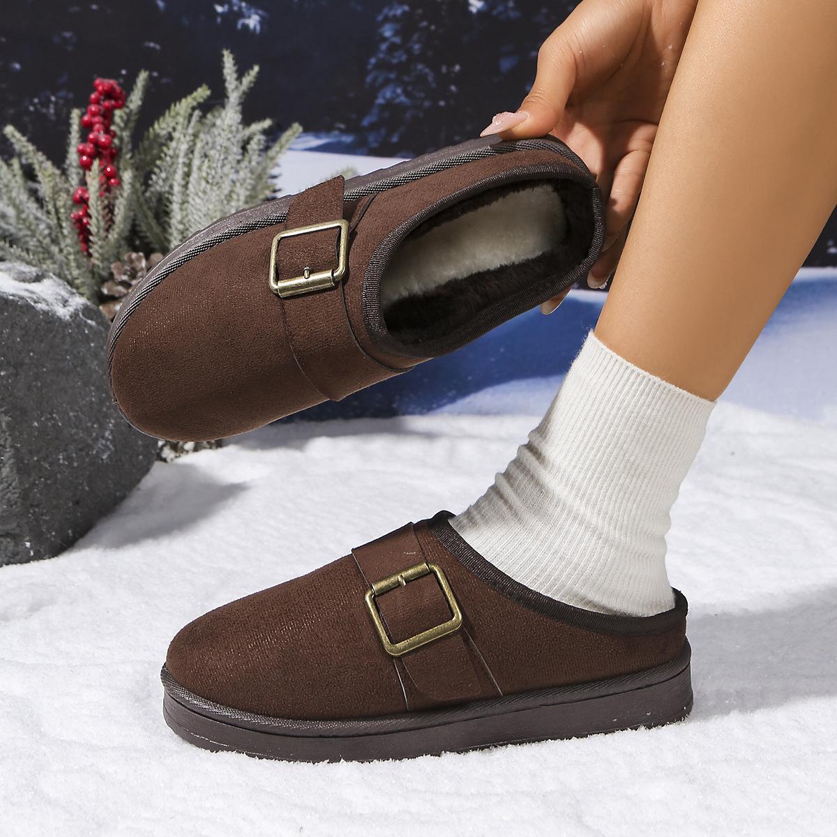 

Fleece cotton slippers 2025 new winter platform snow boots women s foreign trade large size snow boots women 44 коричневый