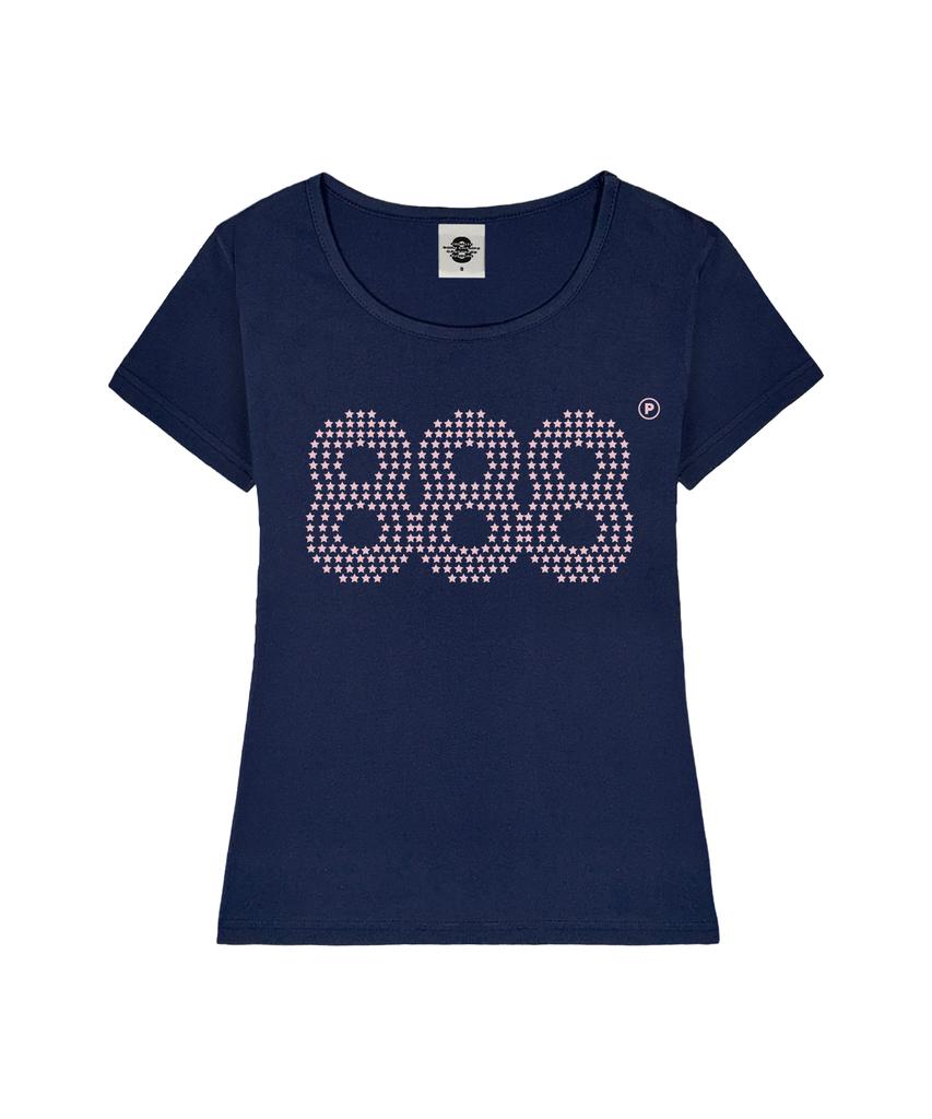 PRIMATE Star Number.888 Women'S U-Neck Slim Fit Short Sleeve T-Shirt 6 Colors
