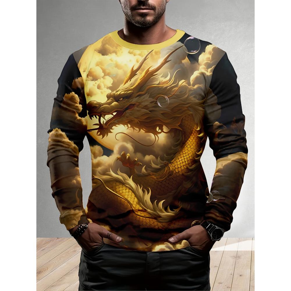 

3D printed men s long sleeved novel T-shirt autumn fashion T-shirt 5XL