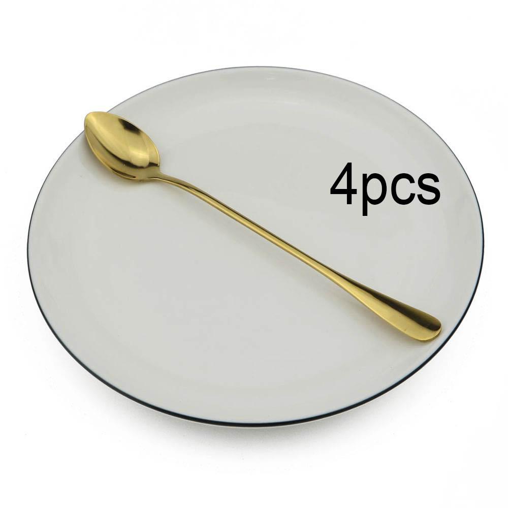 Colorful Long Handled Teaspoons Juice Coffee Stirring Cutlery Stainless Steel Spoon Ice Cream Dessert Spoon Kitchen Accessories