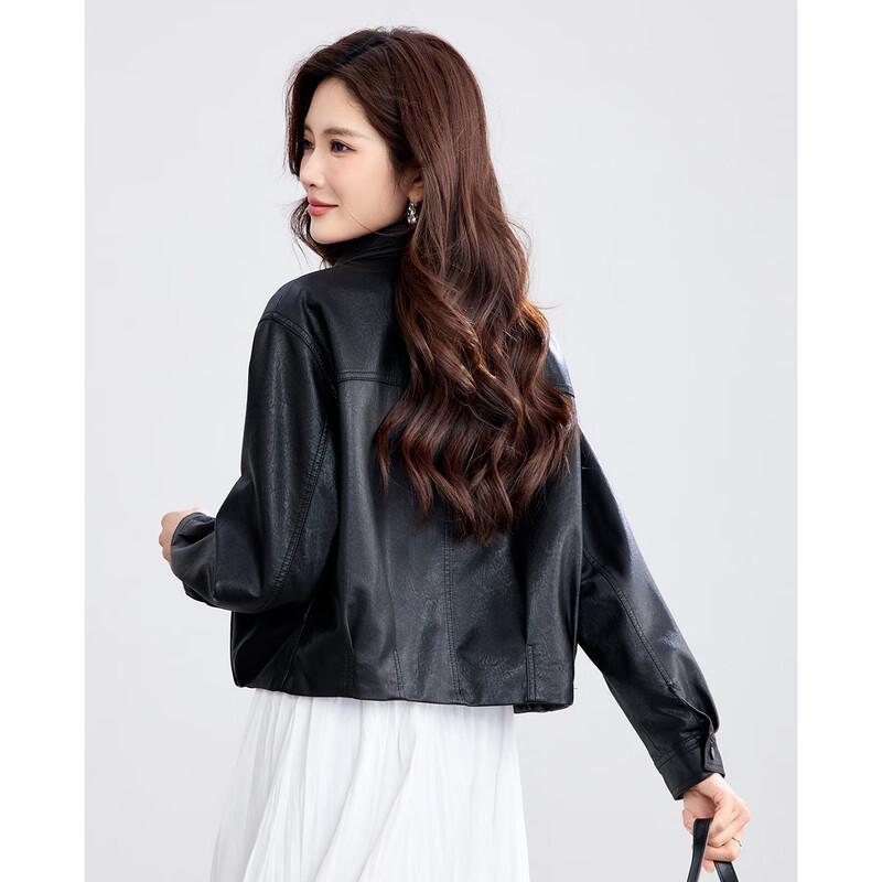 TERRE BLEUE Women's Retro Biker Style PU Leather Jacket