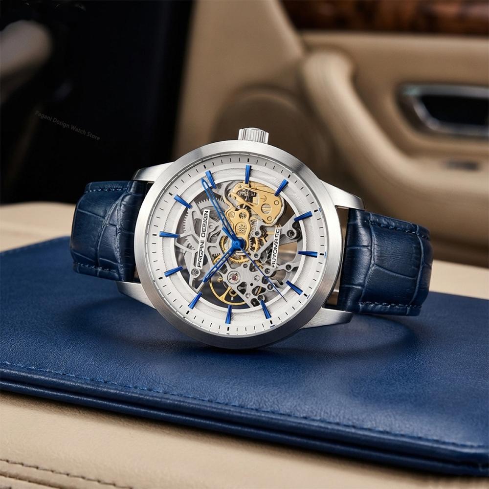 PAGANI DESIGN Marke Mode Sport Lederuhren Herren Luxus Automatisch Mechanisch Skelett Wasserdichte Uhren Relogio Masculino