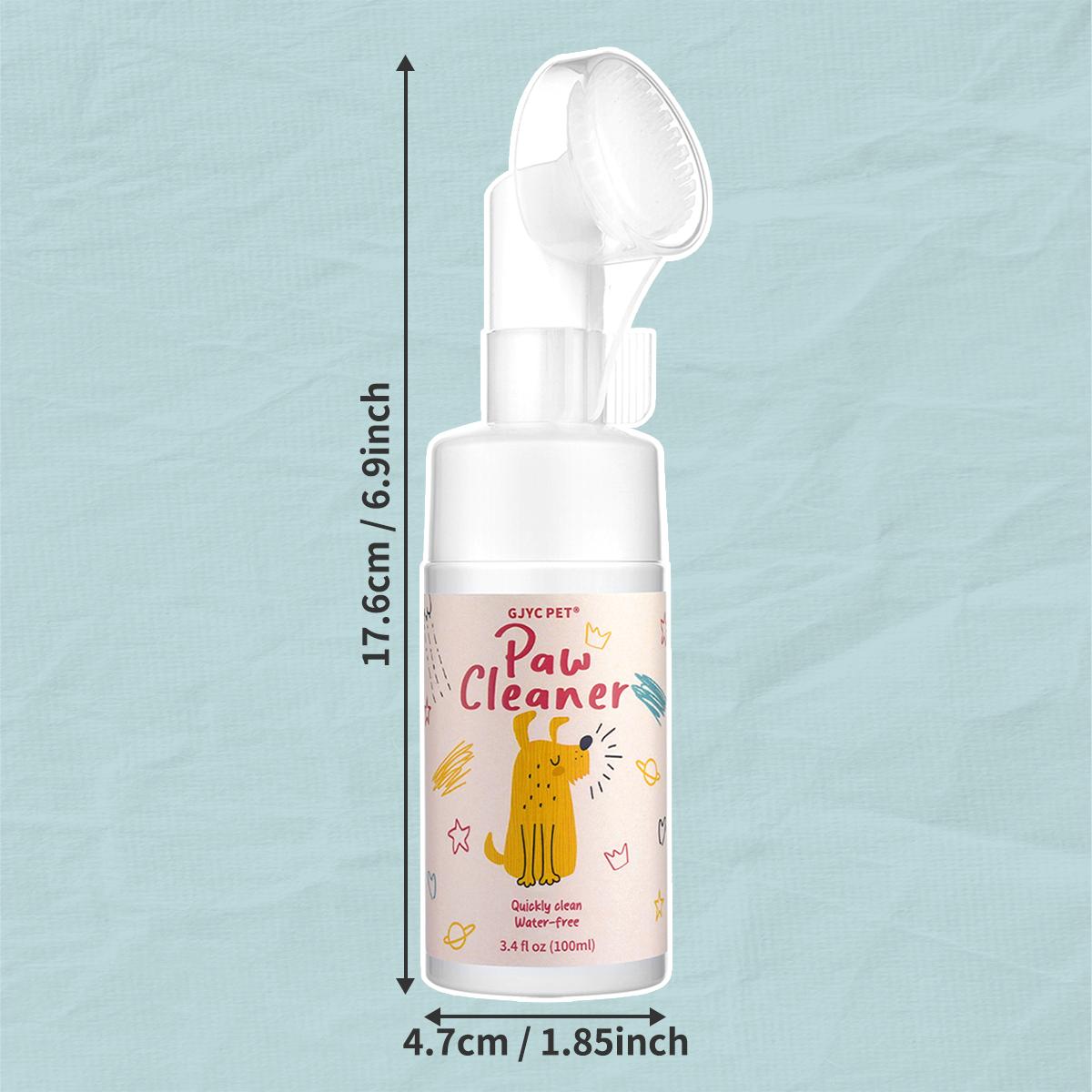 Pet Paw Cleaner Foam - No-Rinse Waterless Gentle Lick-Safe, Plant Extracts Soothing Moisturizing with Soft Brush for Cats Dogs