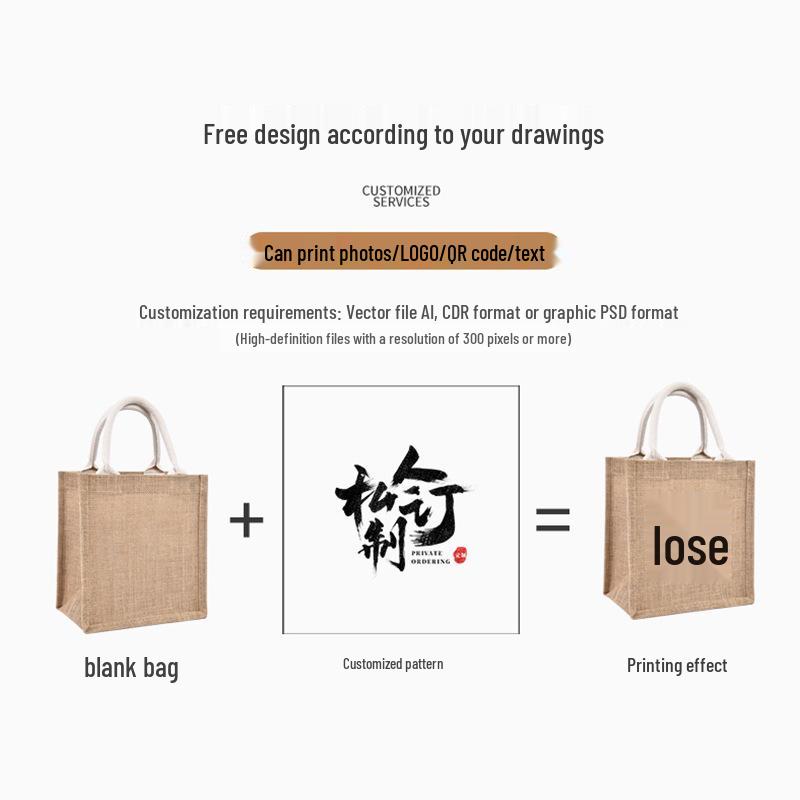 Custom DIY Hand-Painted Jute Burlap Tote Bag by MUJI