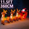 11.8FT LED Inflatable Christmas Yard Decora Santa Sleigh 3 Reindeer Xmas Toy Christmas Supplies Home Ornament Gift Holiday Decor