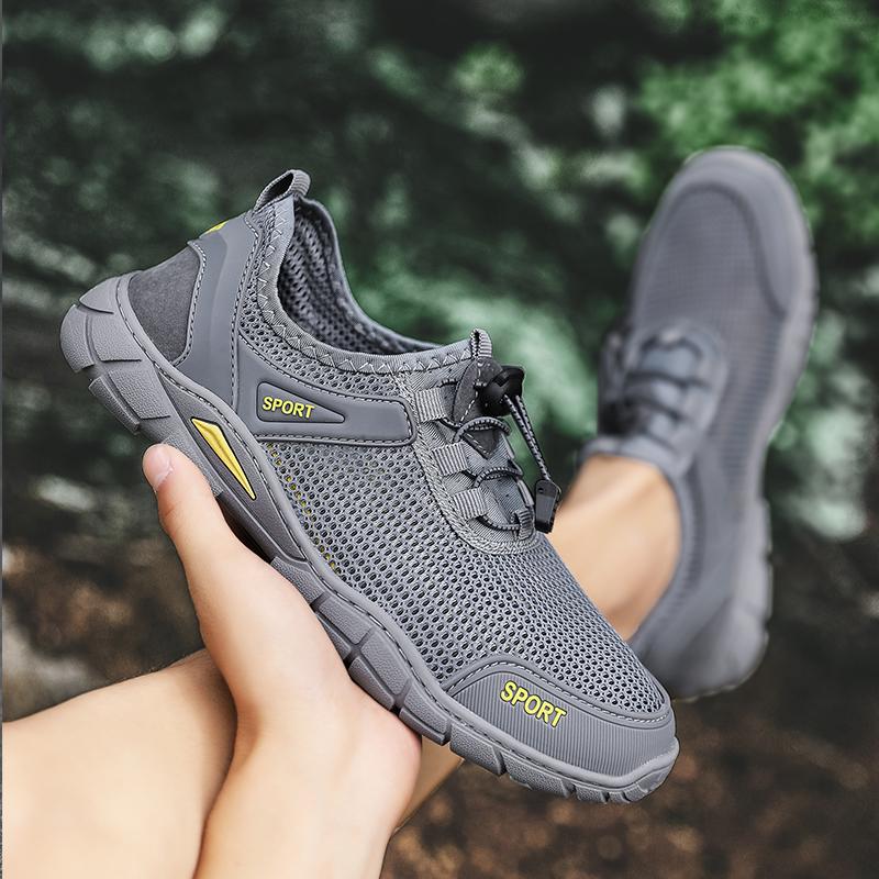 Outdoor Sneakers Male Casual Mesh Sports Lightweight Non-Slip Rubber Sole Hiking Shoes Camp Walking Shoes Men Shose Summer