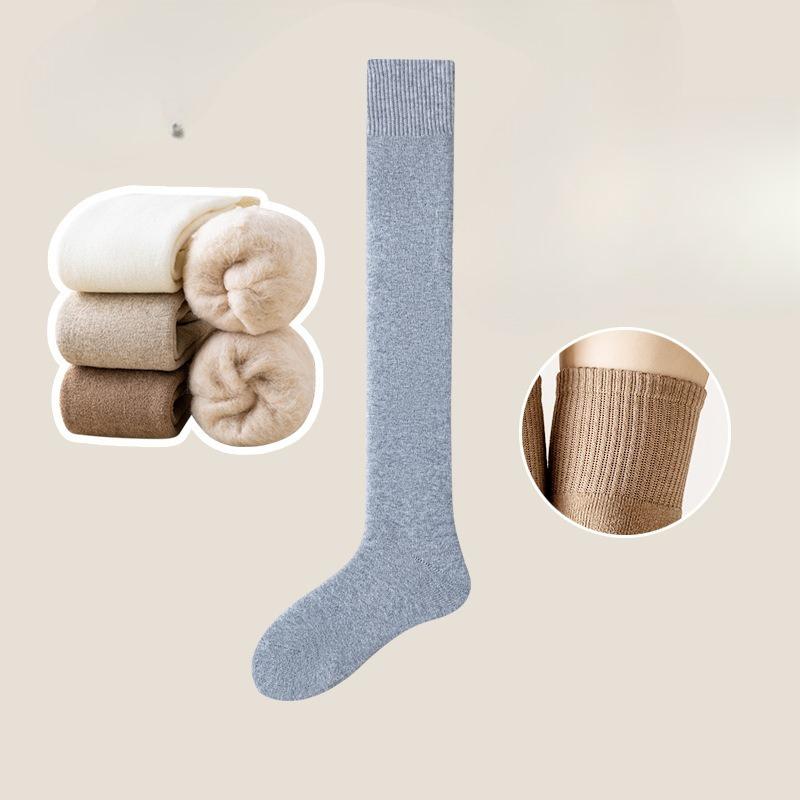 Knee-high Socks for Women, Thickened and Fleece Warm Cashmere Socks, Breathable and Sweat-absorbent High-top Thigh Loop Socks