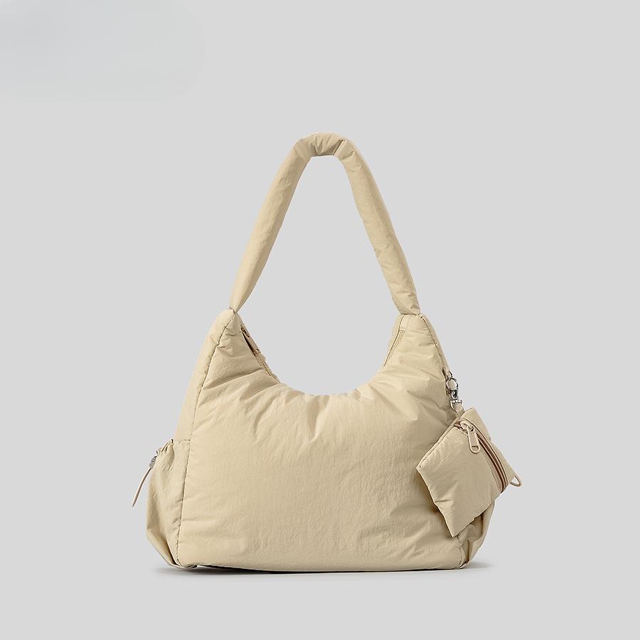 U-shape Nylon Shoulder Bag Female Literary Down Jacket Cotton Handbag Commuter Armpit Bag