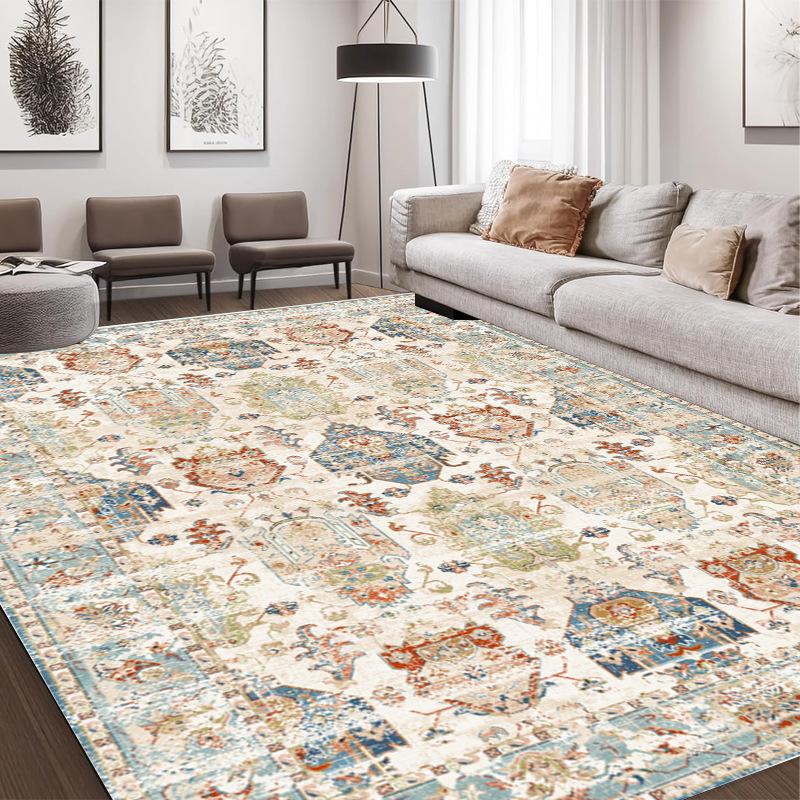 Boho Vintage Washable Non-Slip Area Rug Super Soft Plush Carpet for Living Room Bedroom Classic Decor Floor Mat Cozy Home Decor