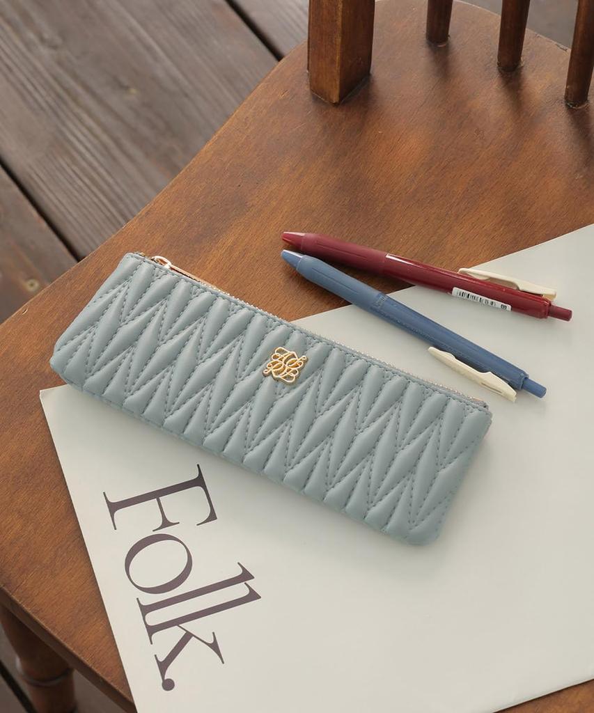 Blue Pencil Pencil Writing Zippered Perfect for Working and Product Case, Case, Supplies, Stationery, Compact, Small, Simple, Slim, Triangle, Quilted,