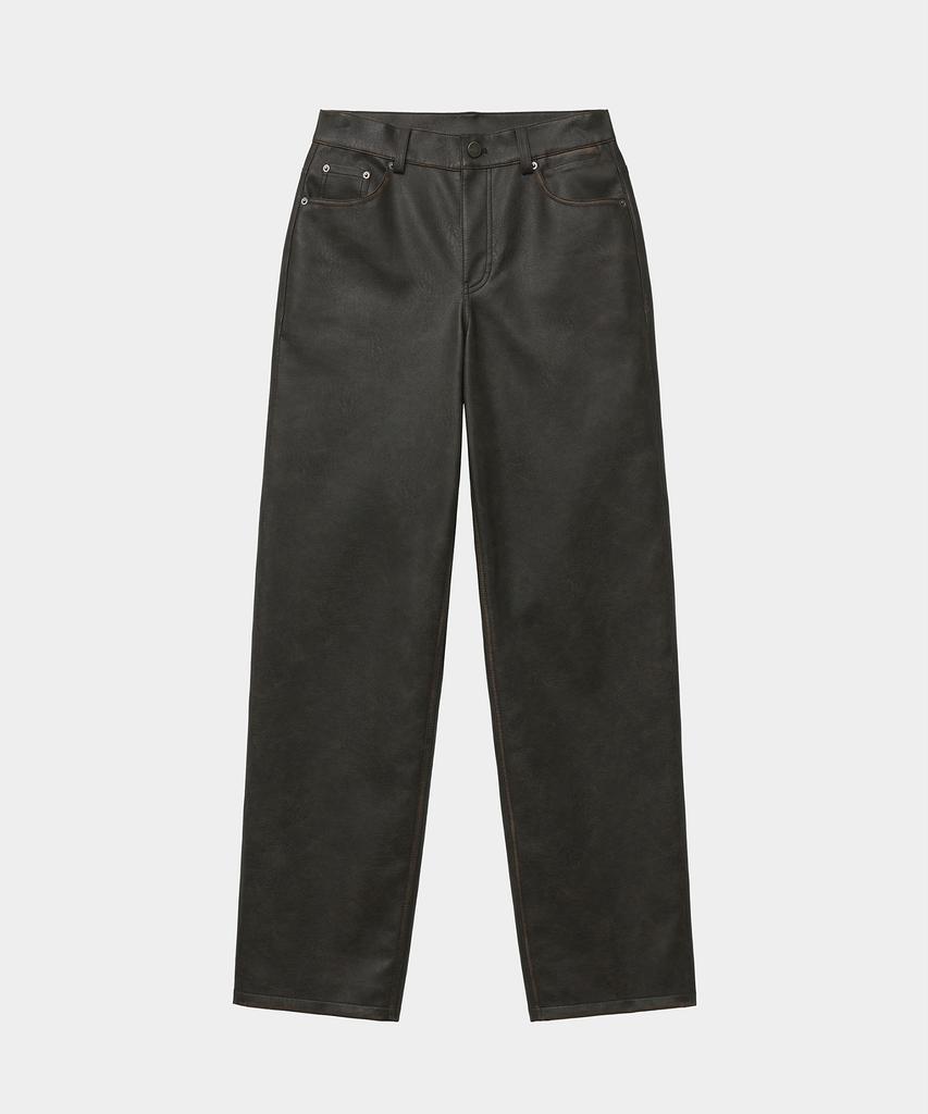 NOIRER Vintage Leather Straight Pants (Brown)