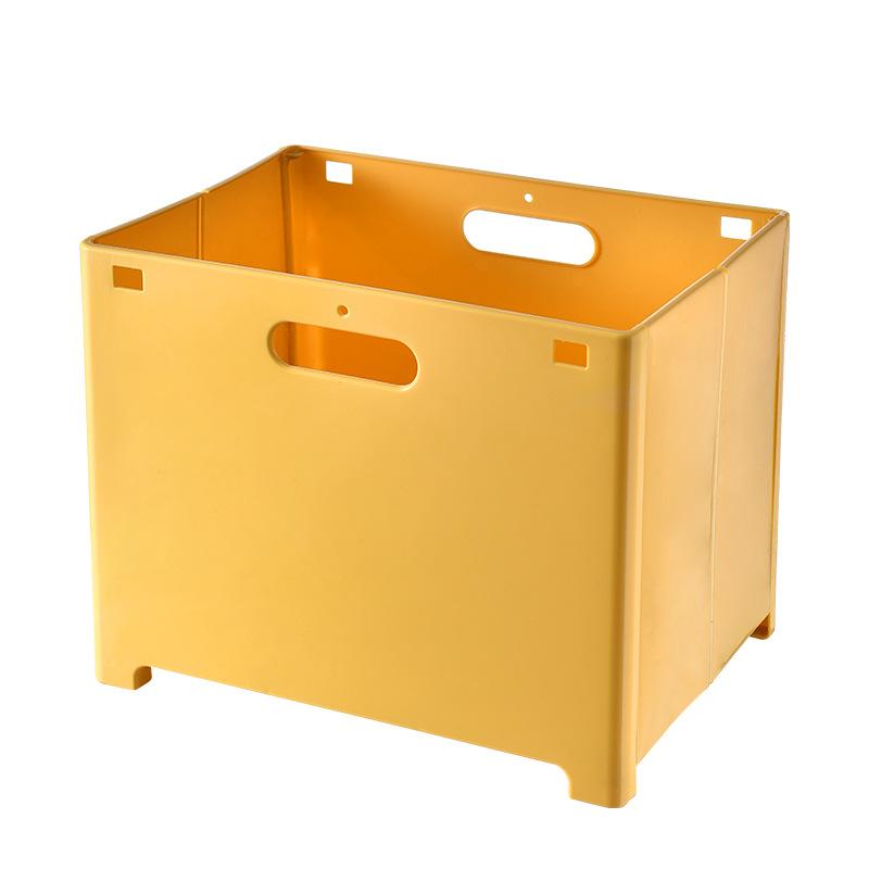 Foldable Wall-Mounted Plastic Dirty Clothes Laundry Storage Basket Punch-Free Home Bathroom Sundries Organizer with 2 Hooks