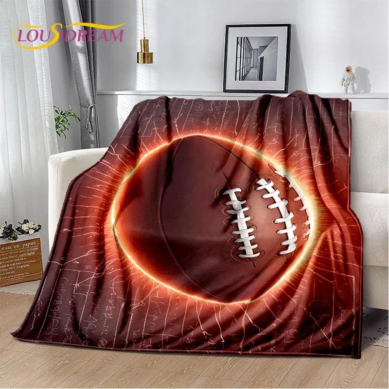 Cartoon 2025 Rugby Field Rugby American Football Soft Blanket,Soft Throw Blanket for Home Bedroom Bed Sofa Travel Cover Child