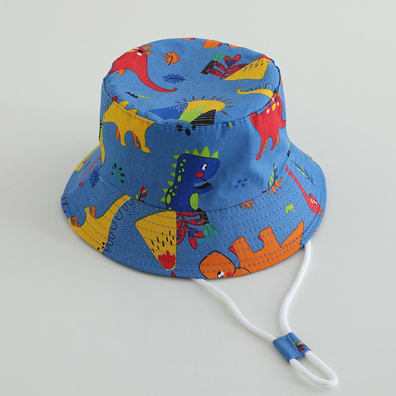 2025 Children's Cartoon Bucket Hat: Cute Car & Dinosaur Print, Summer Cotton Beach Fisherman Hat