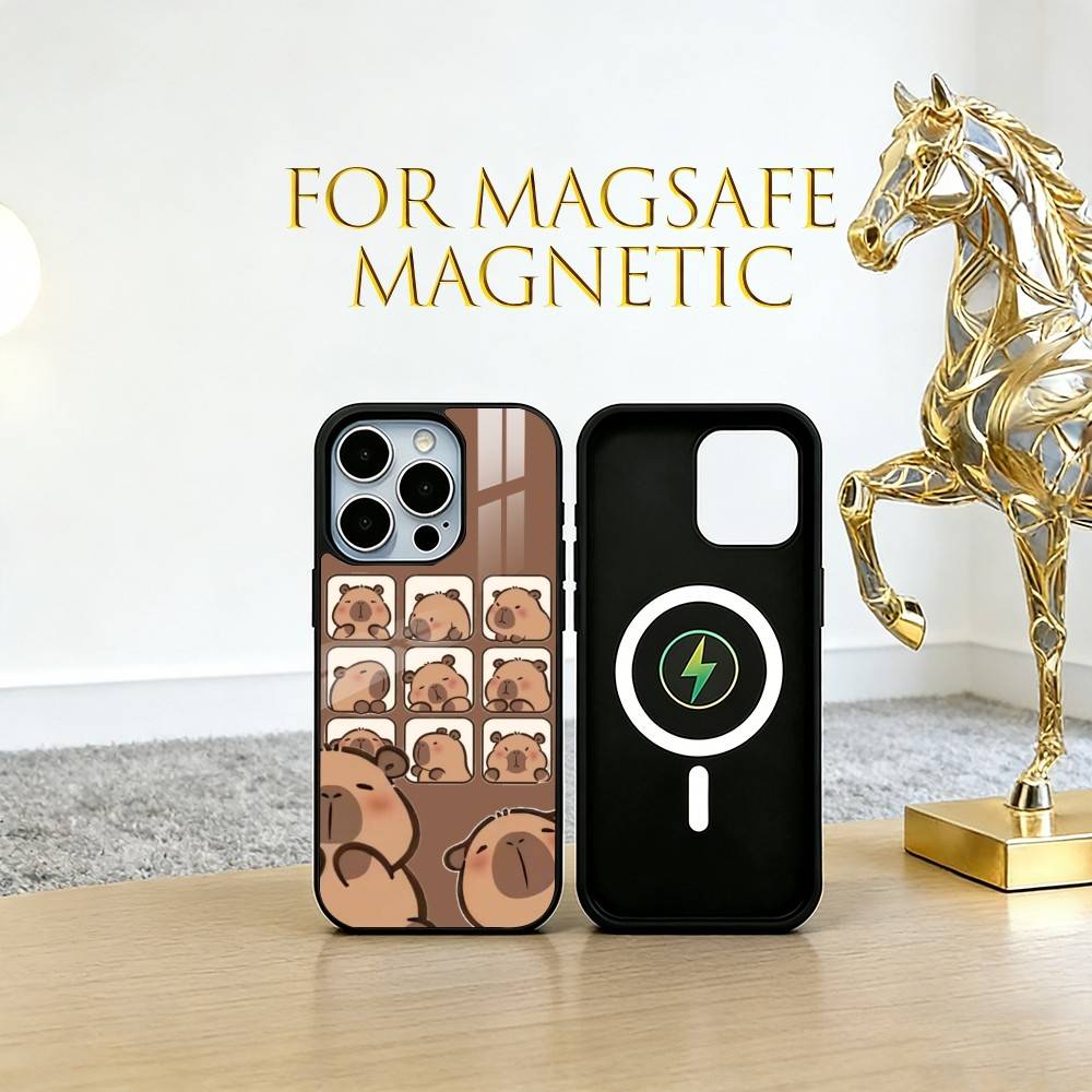 Capybara Phone Case For iPhone17,16,15,14,13,12,11 Plus,Pro Magnetic For Magsafe Wireless Charging
