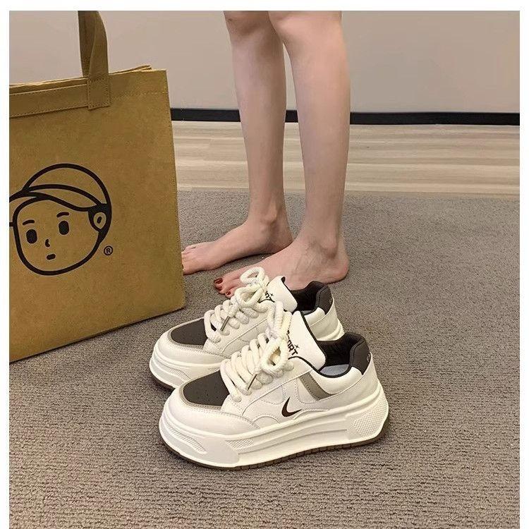 Popular Muffin Versatile Little White Shoes Women's Summer High-end Thick Baseplate Shoes 2025 New Dexun Casual Sports Shoes