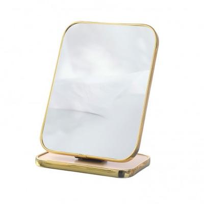 Ecarla Standing Cosmetic Mirror, Single-Sided Gold Frame 15X20Cm L19