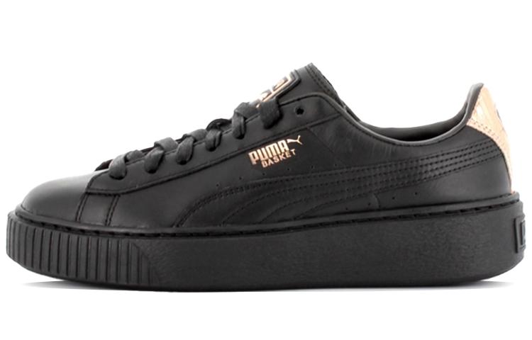 PUMA Basket Platform Rg Black Gold Women s 368190-01 35.5