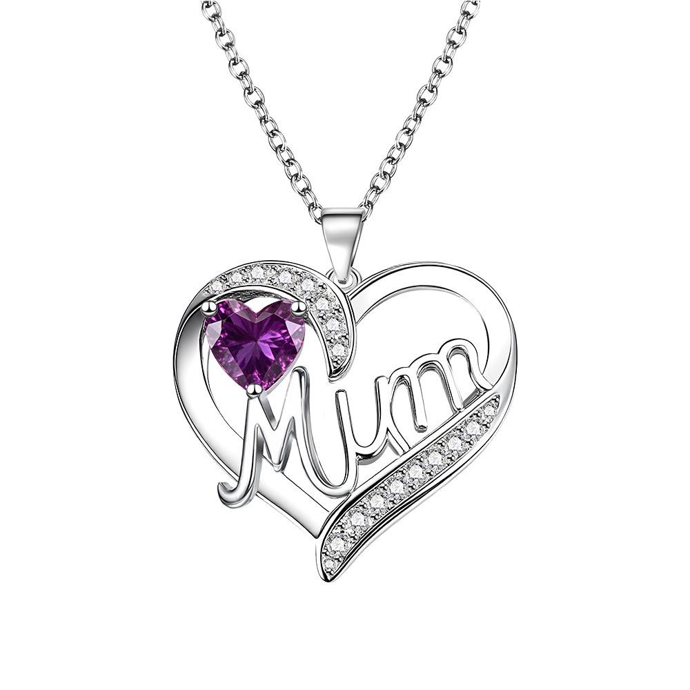Heart-Shaped Mum Necklace - Fashionable European & American Style, Niche Design, Perfect for Mother's Day Gift.