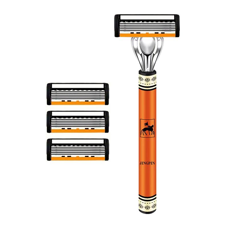 

6-слойное лезвие, мужское лезвие из нержавеющей стали, классическая бритва с промыванием водой, острое лезвие для чистого бритья