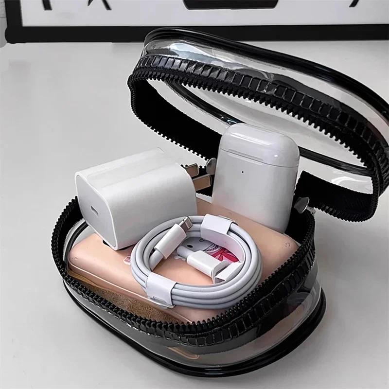 Jewelry Organizer Transparent Storage Data Cable Storage Box Outdoor Travel Headset Charger Storage Pouches Dustproof Case