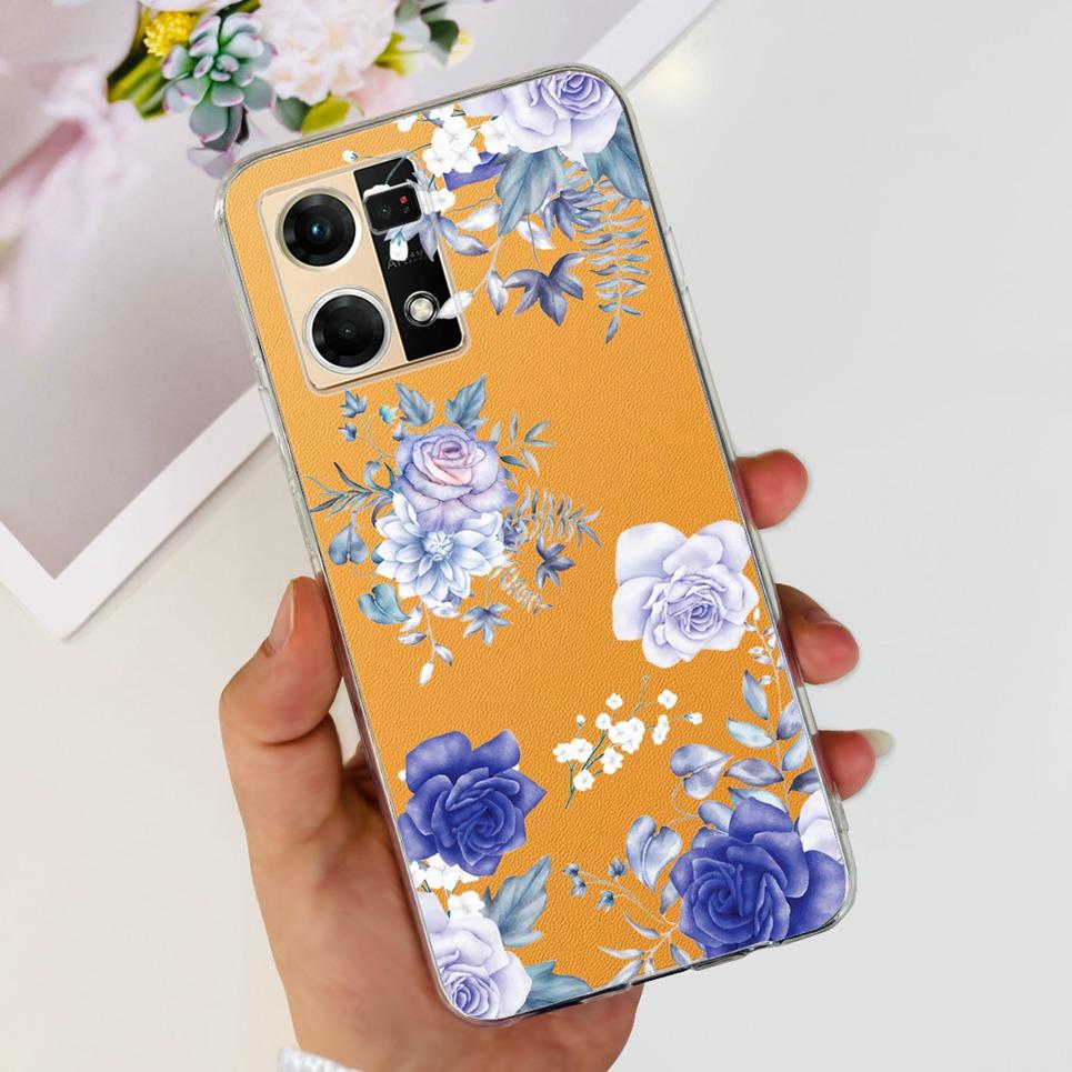For Oppo Reno7 4G Case CPH2363 Cute Cat Dinosaur Flower Soft  Clear silicone Protector Back Cover For Oppo Reno 7 Phone Capa