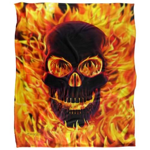 Royce McClure Silky Flaming Skull Supersoft Blanket
